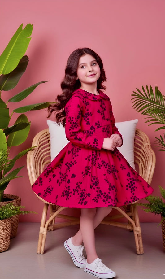 Beautiful Khaddar Frock For Girls KW733
