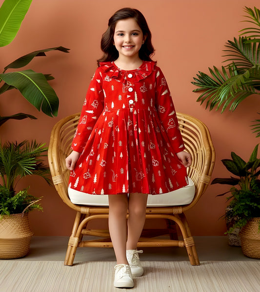 Beautiful Winter Cotton Frock For Girls KW734