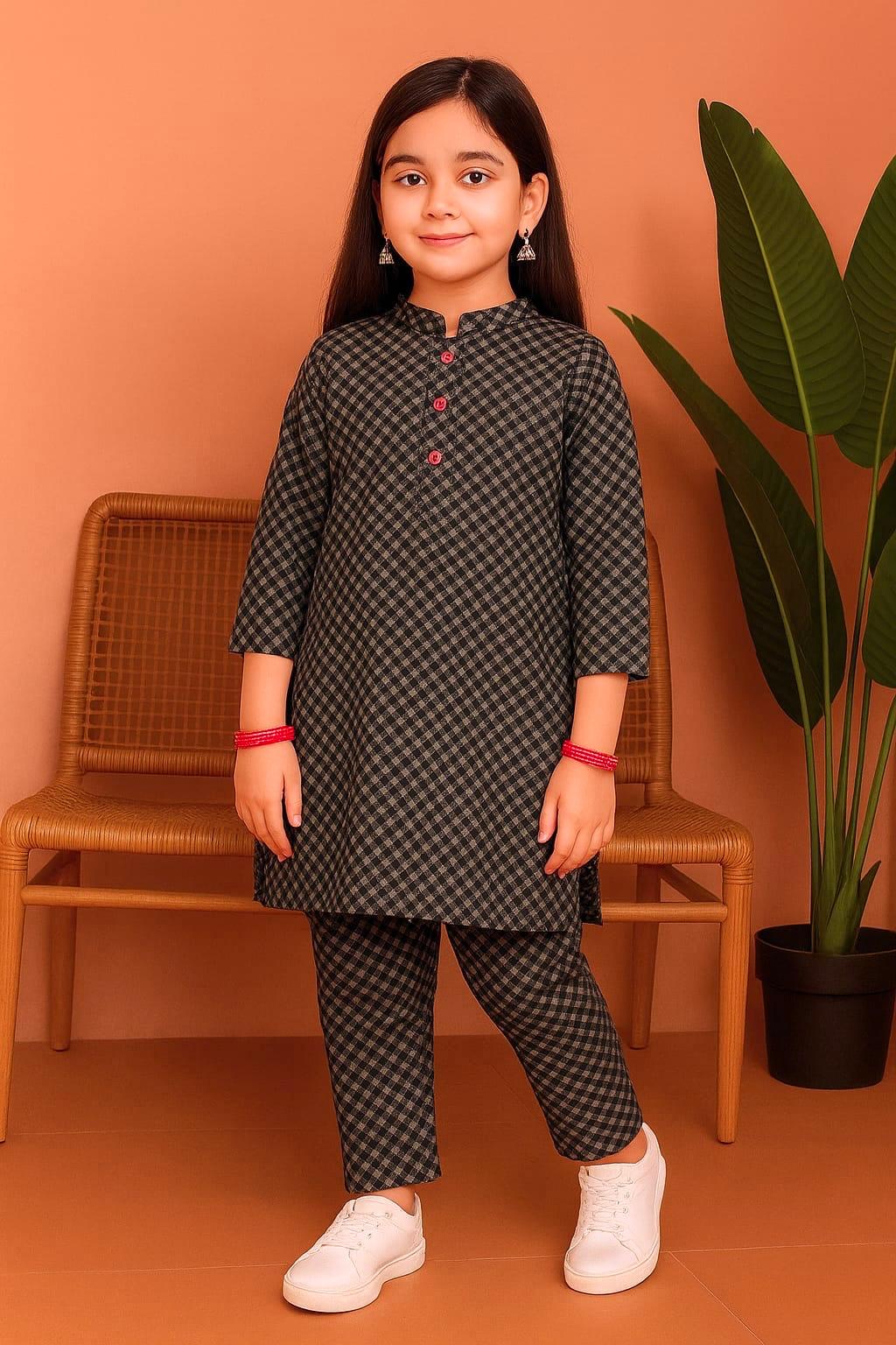 Girls Winter Cotton 2Pcs Suit KS012