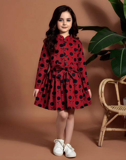 Beautiful Red Khaddar Frock KW741