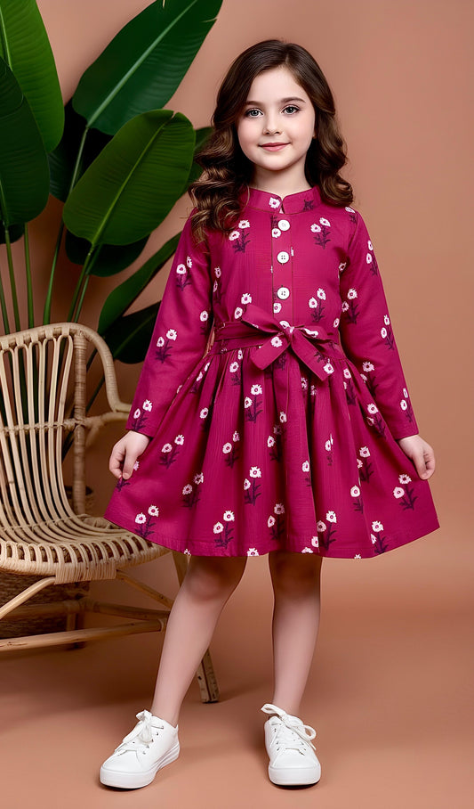 Beautiful Pink Khaddar Frock KW740