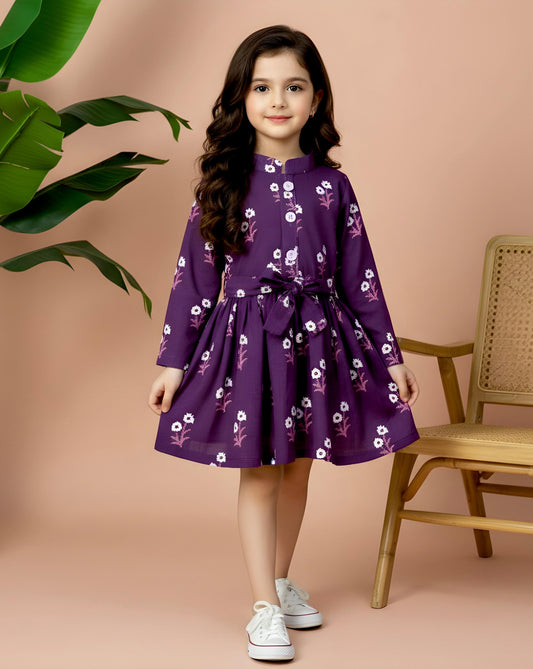 Beautiful Purple Khaddar Frock KW739