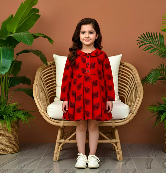 Beautiful Khaddar Frock For Girls KW736